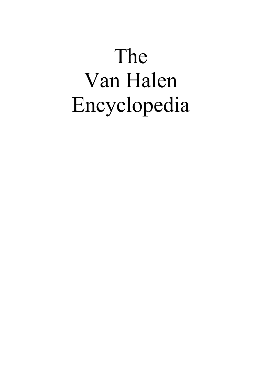 The Van Halen Encyclopedia