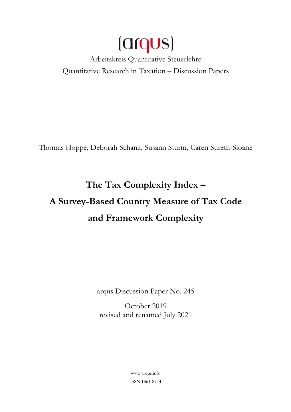 A Survey-Based Country Measure of Tax Code and Framework Complexity