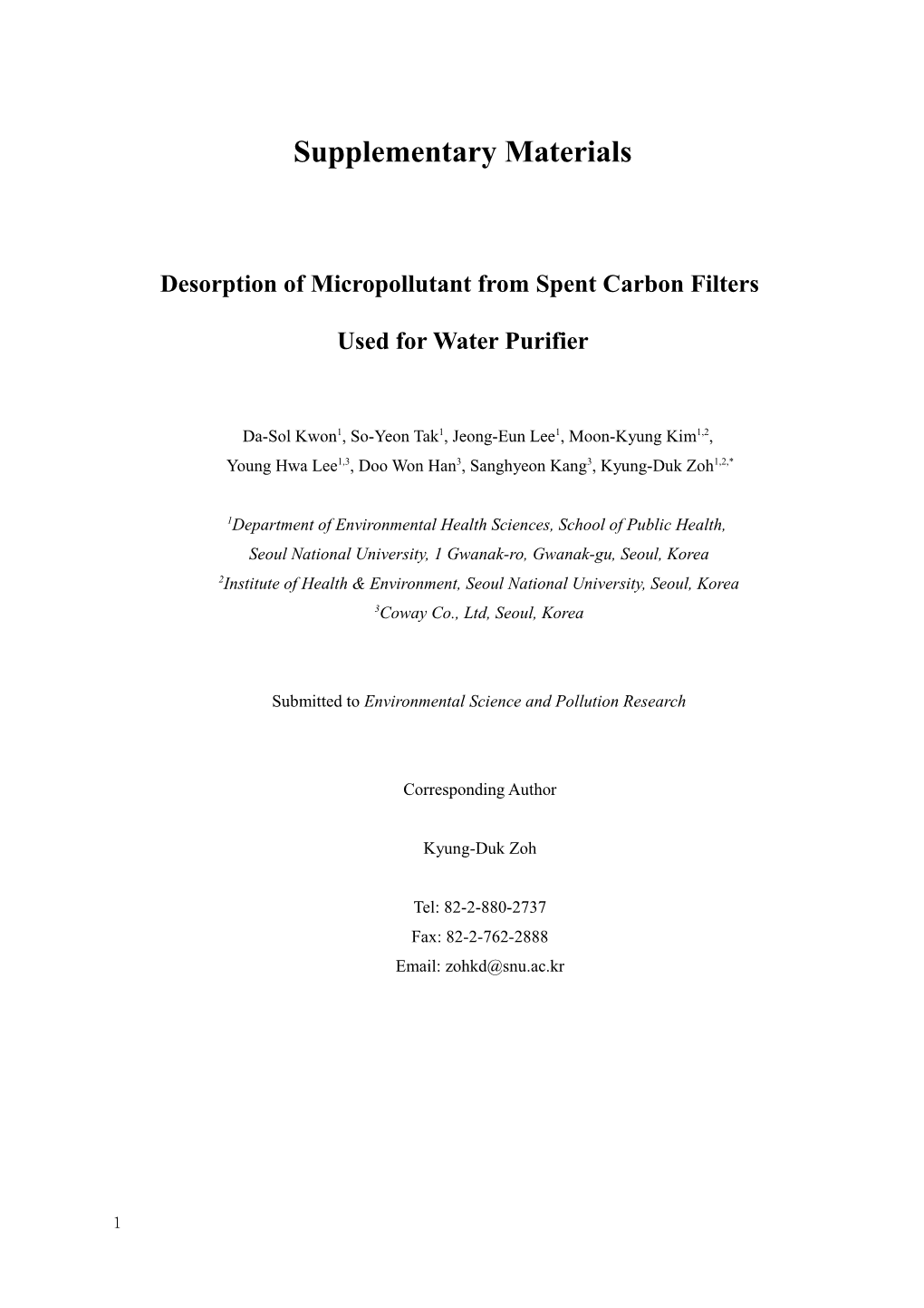 Desorption of Micropollutant from Spent Carbon Filters
