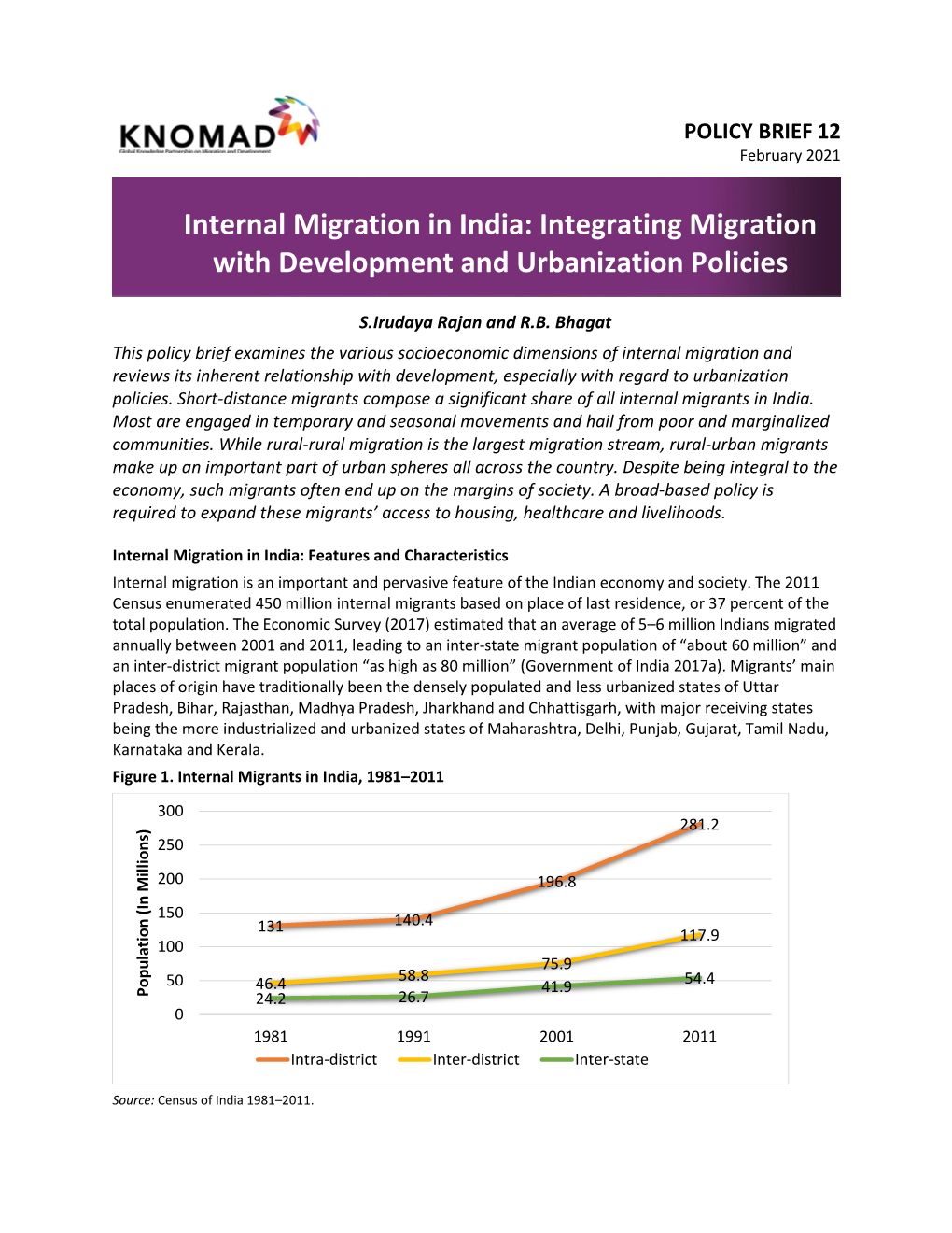Internal Migration in India: Integrating Migration with Development and Urbanization Policies