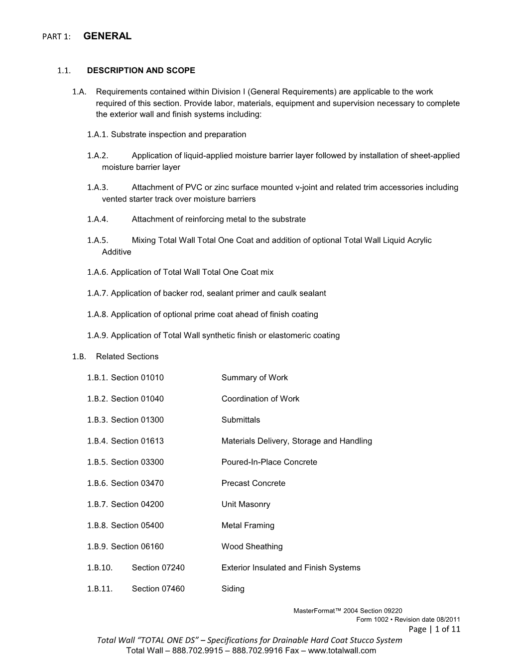 1.01. Description and Scope