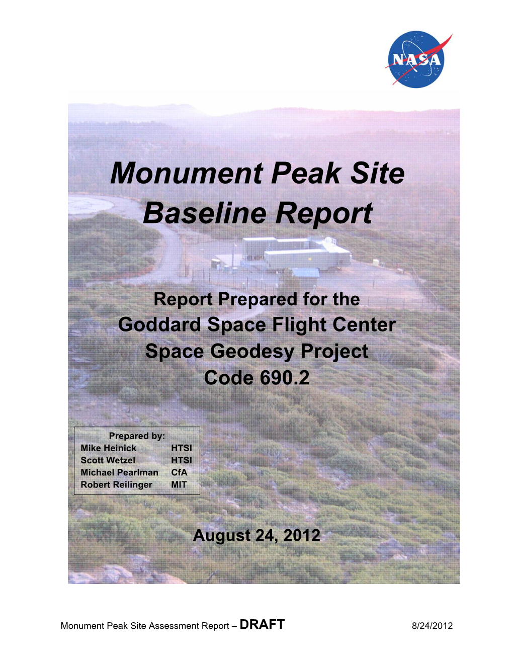Monument Peak Site Baseline Report