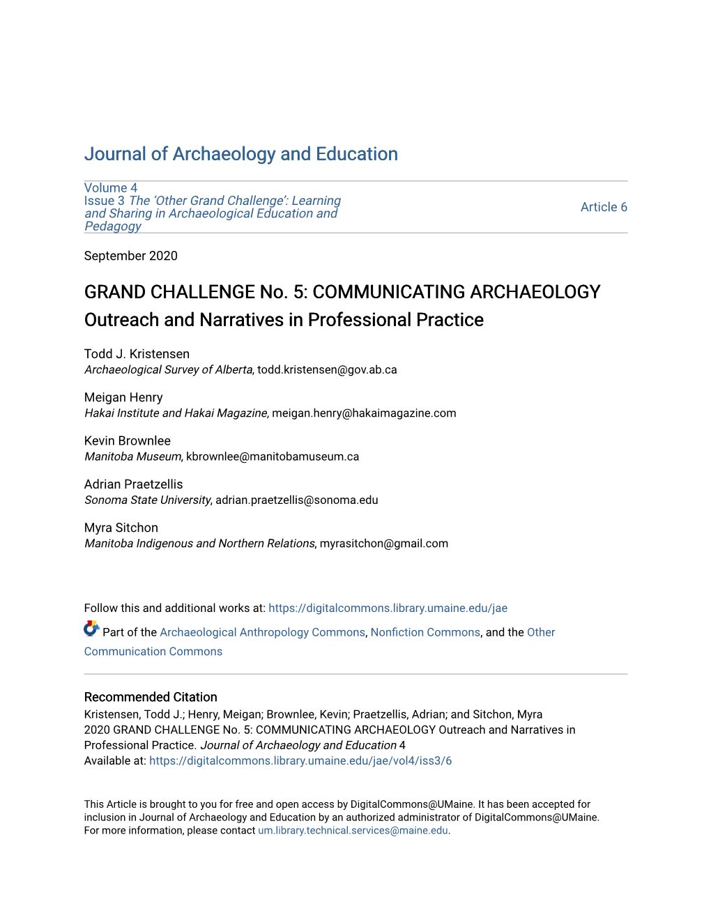 COMMUNICATING ARCHAEOLOGY Outreach and Narratives in Professional Practice