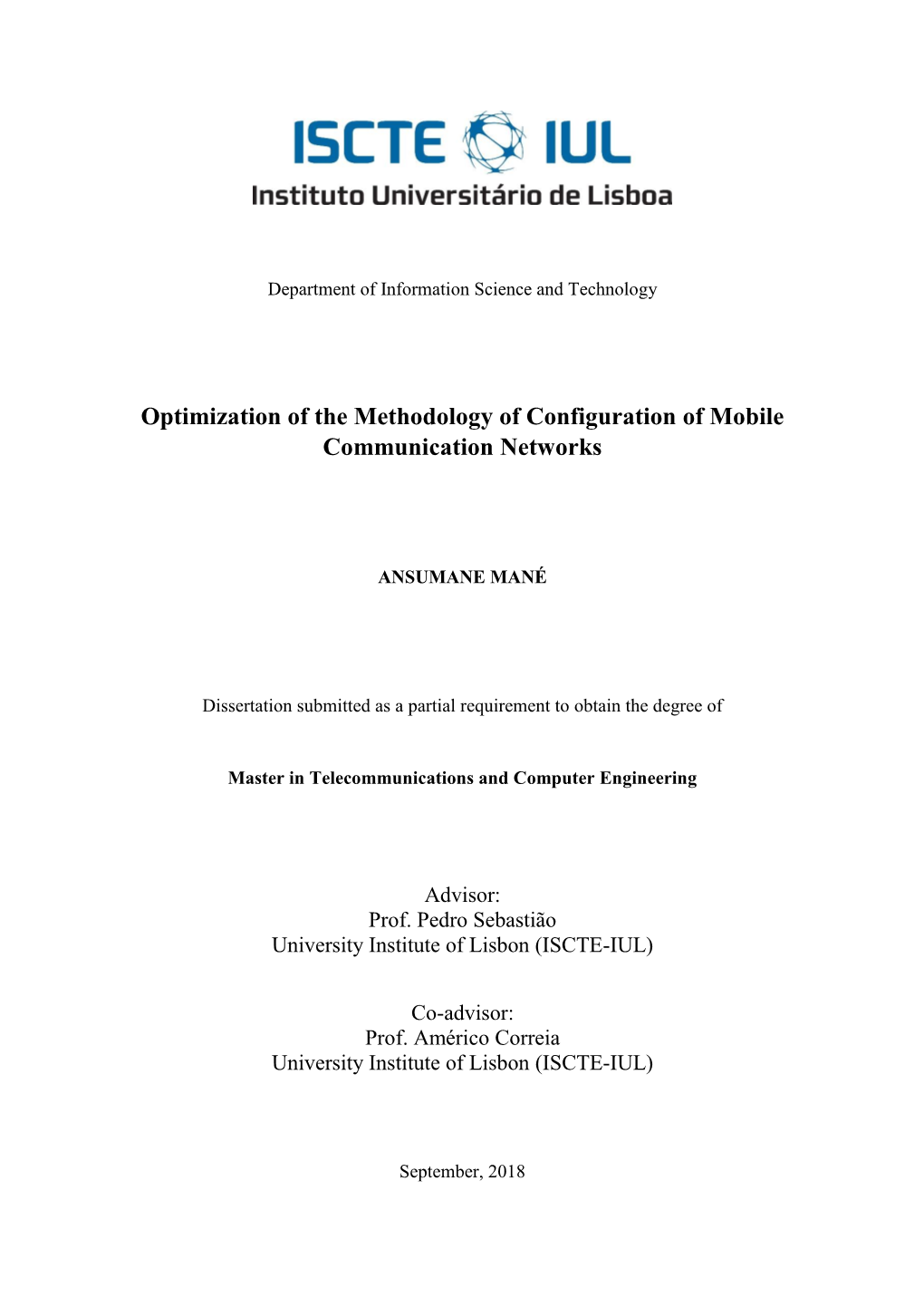 Optimization of the Methodology of Configuration of Mobile Communication Networks
