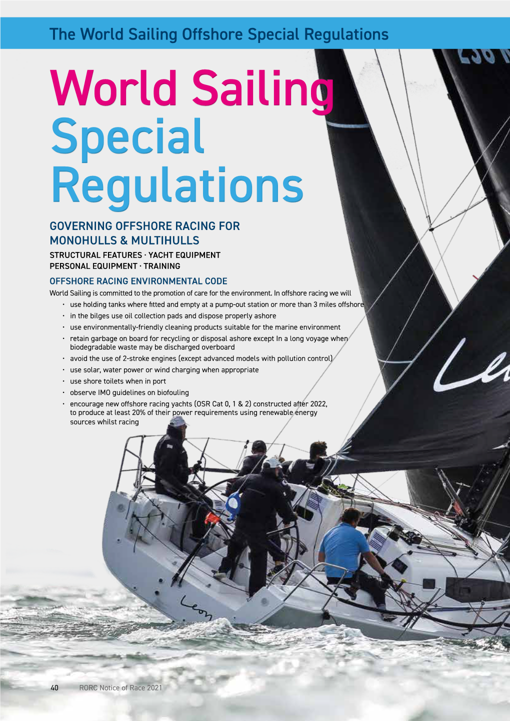 The World Sailing Offshore Special Regulations