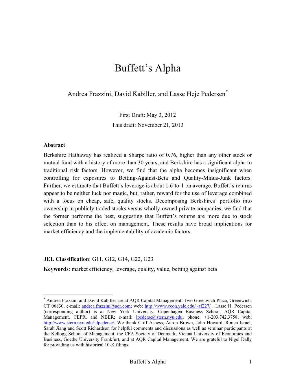 Buffett's Alpha and Investment Style: What Type of Stocks?