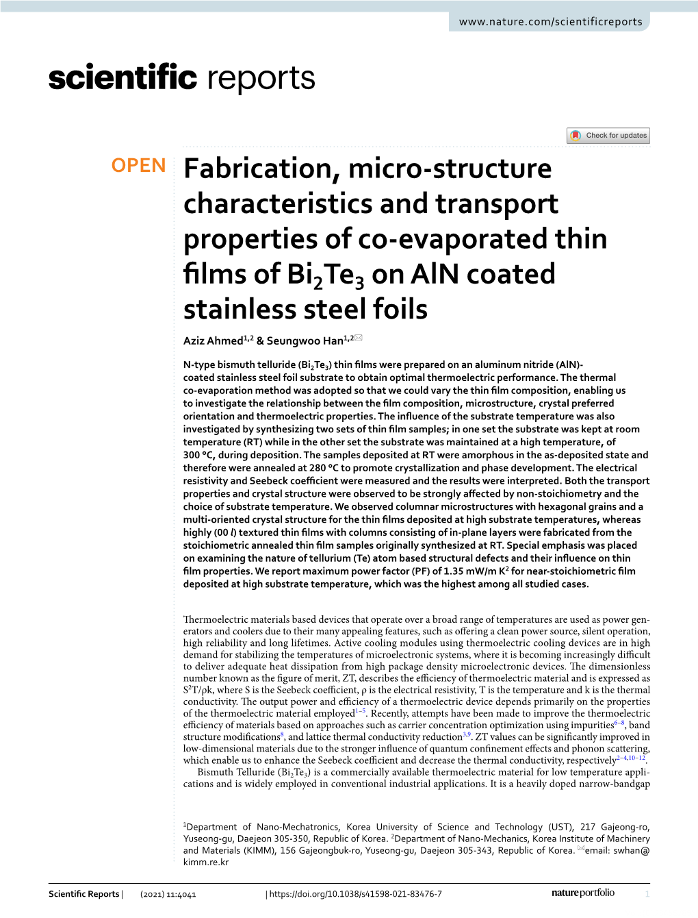 Fabrication, Micro-Structure Characteristics and Transport