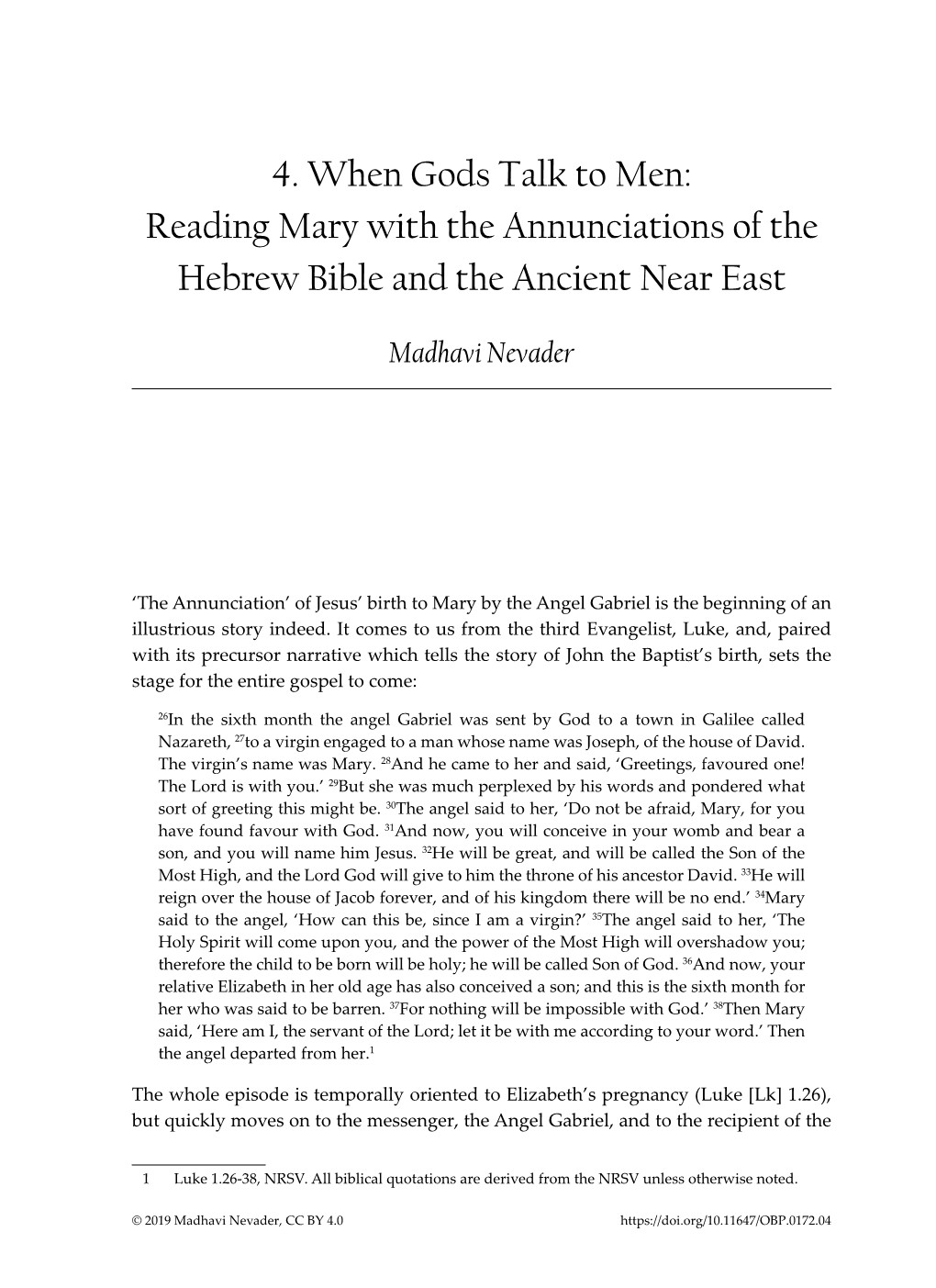 Reading Mary with the Annunciations of the Hebrew Bible and the Ancient Near East