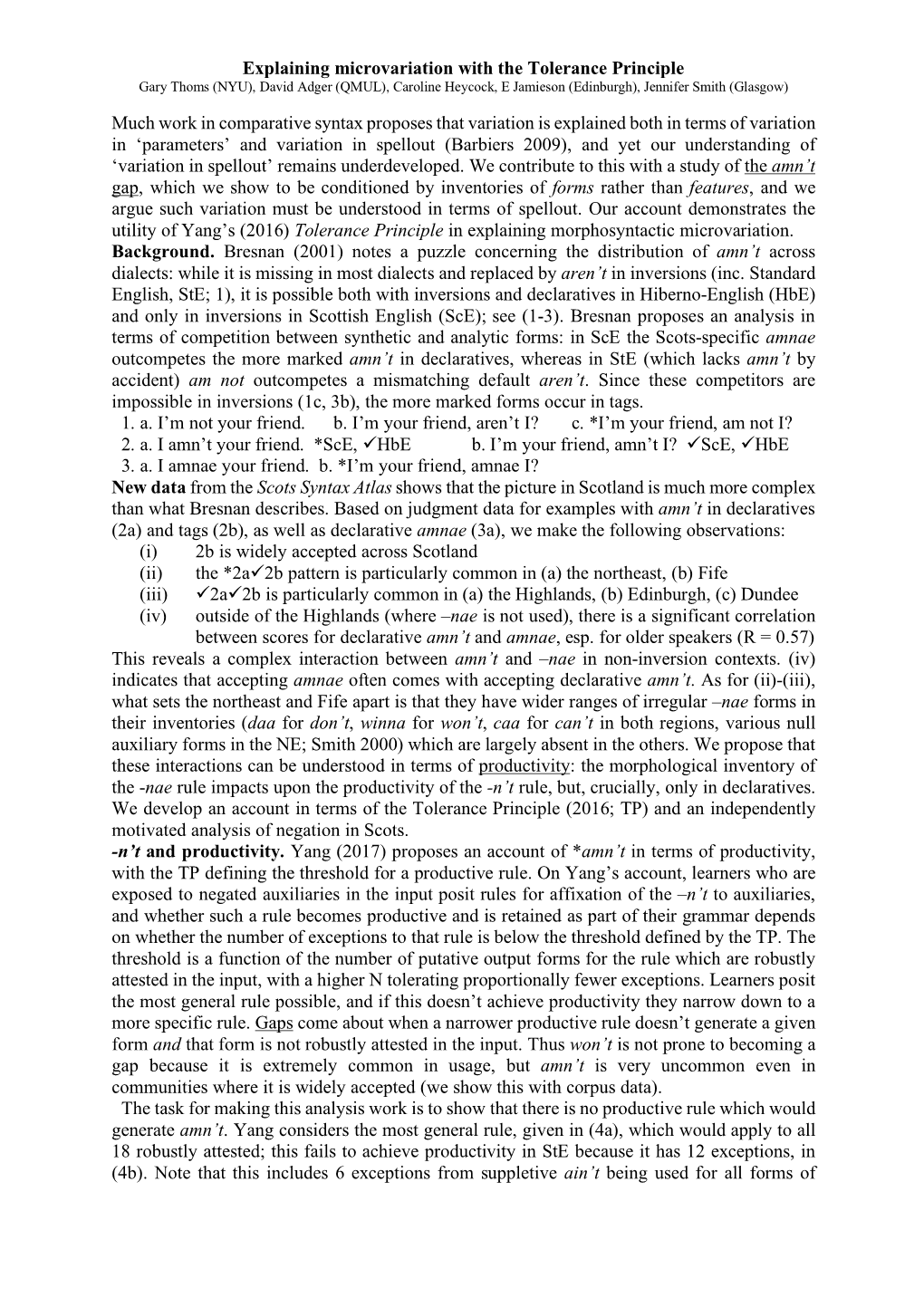 Explaining Microvariation with the Tolerance Principle Much Work In