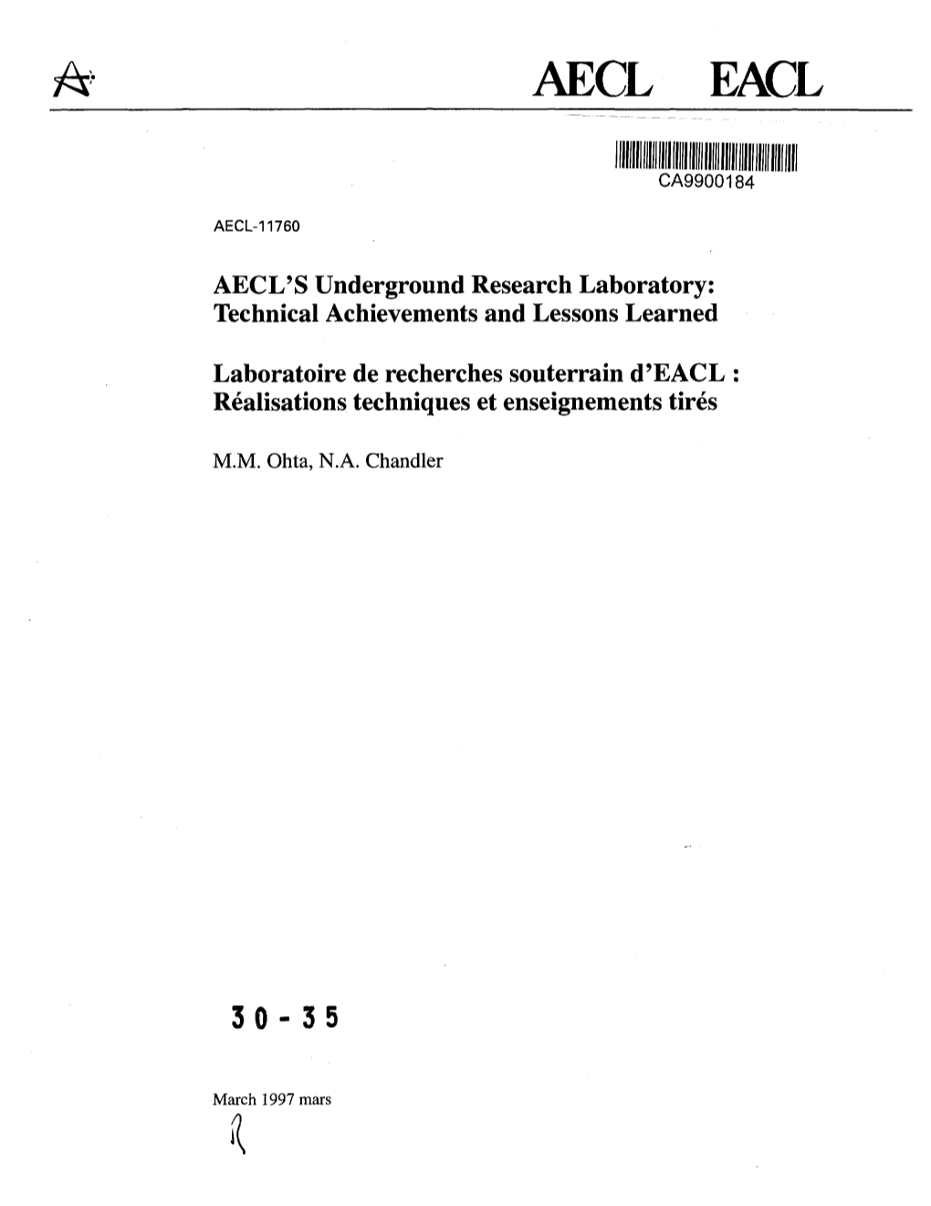 AECL's Underground Research Laboratory: Technical Achievements and Lessons Learned