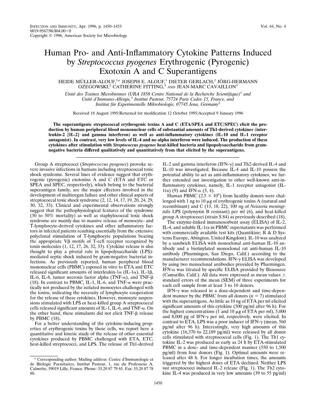 And Anti-Inffammatory Cytokine Patterns Induced by Streptococcus