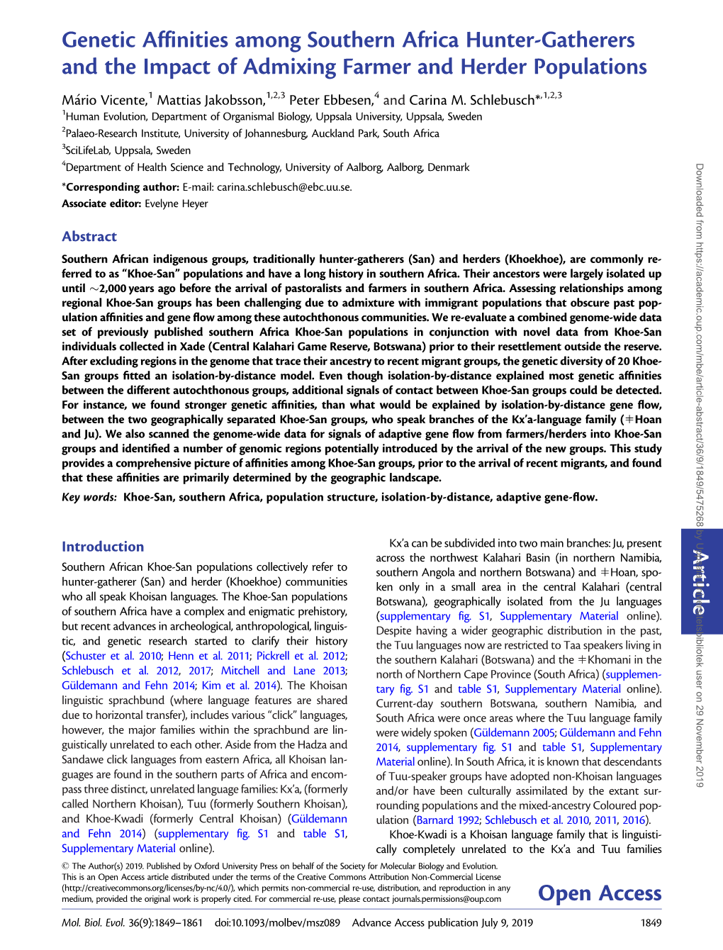 Genetic Affinities Among Southern Africa Hunter-Gatherers and The