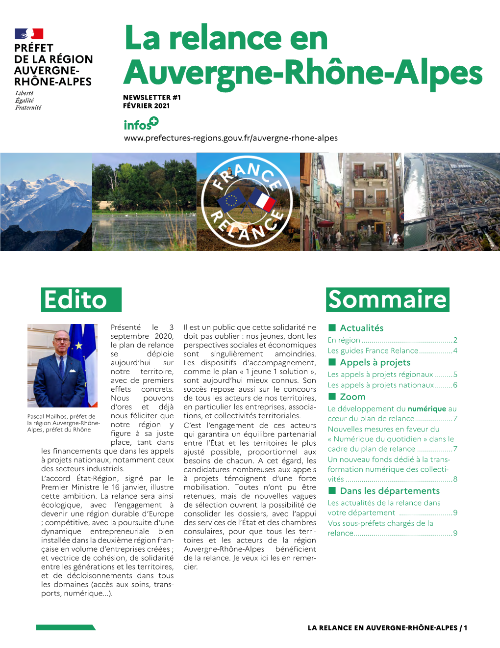 La Relance En Auvergne-Rhône-Alpes NEWSLETTER #1 FÉVRIER 2021 Infos