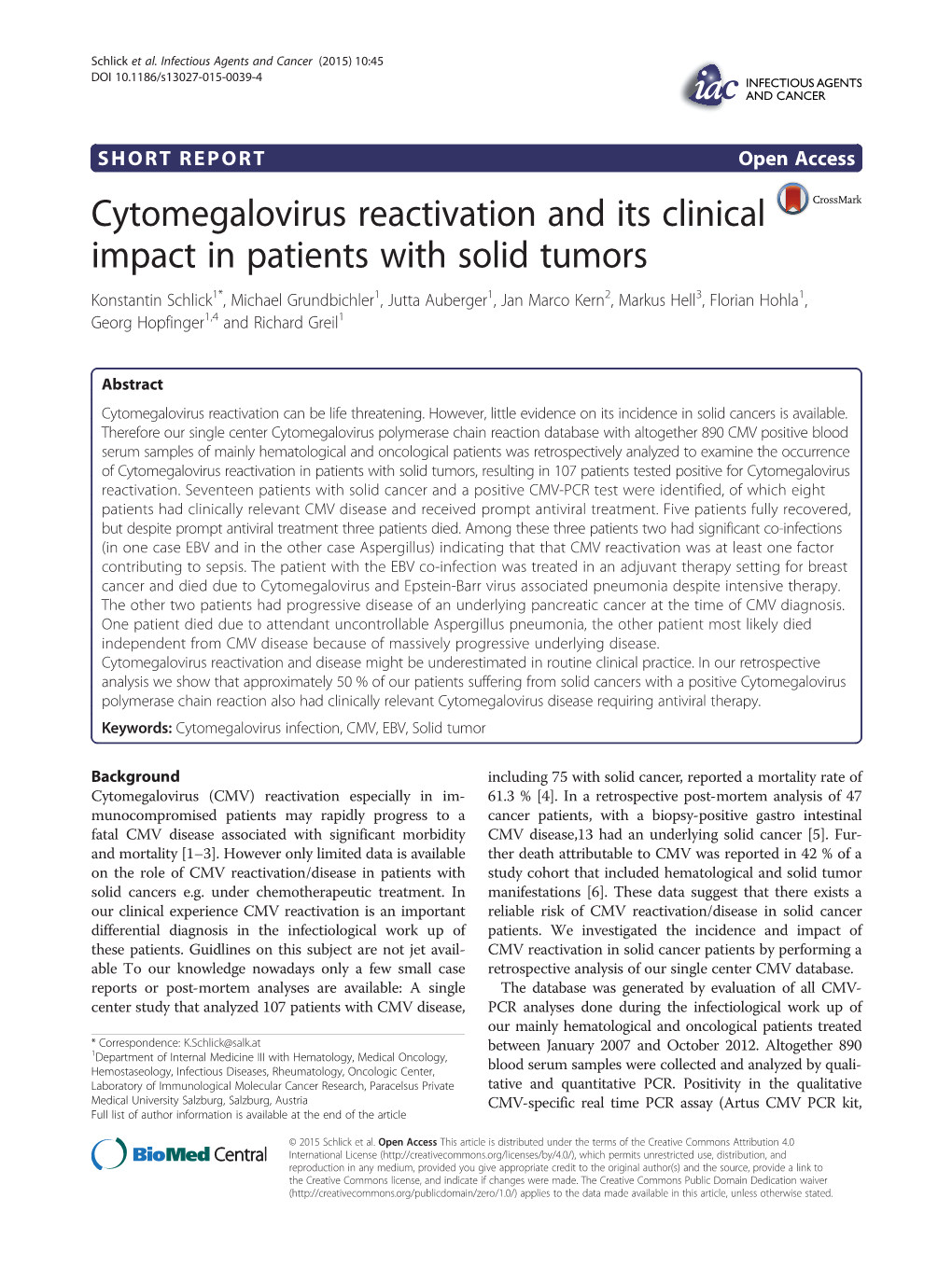 Cytomegalovirus Reactivation and Its Clinical Impact in Patients with Solid