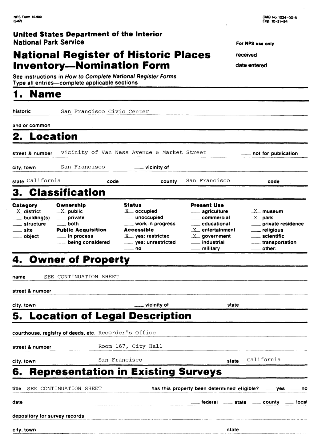 National Register of Historic Places Inventory — Nomination Form