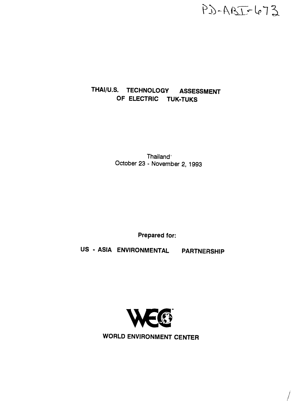 Thai/Us Technology Assessment Of