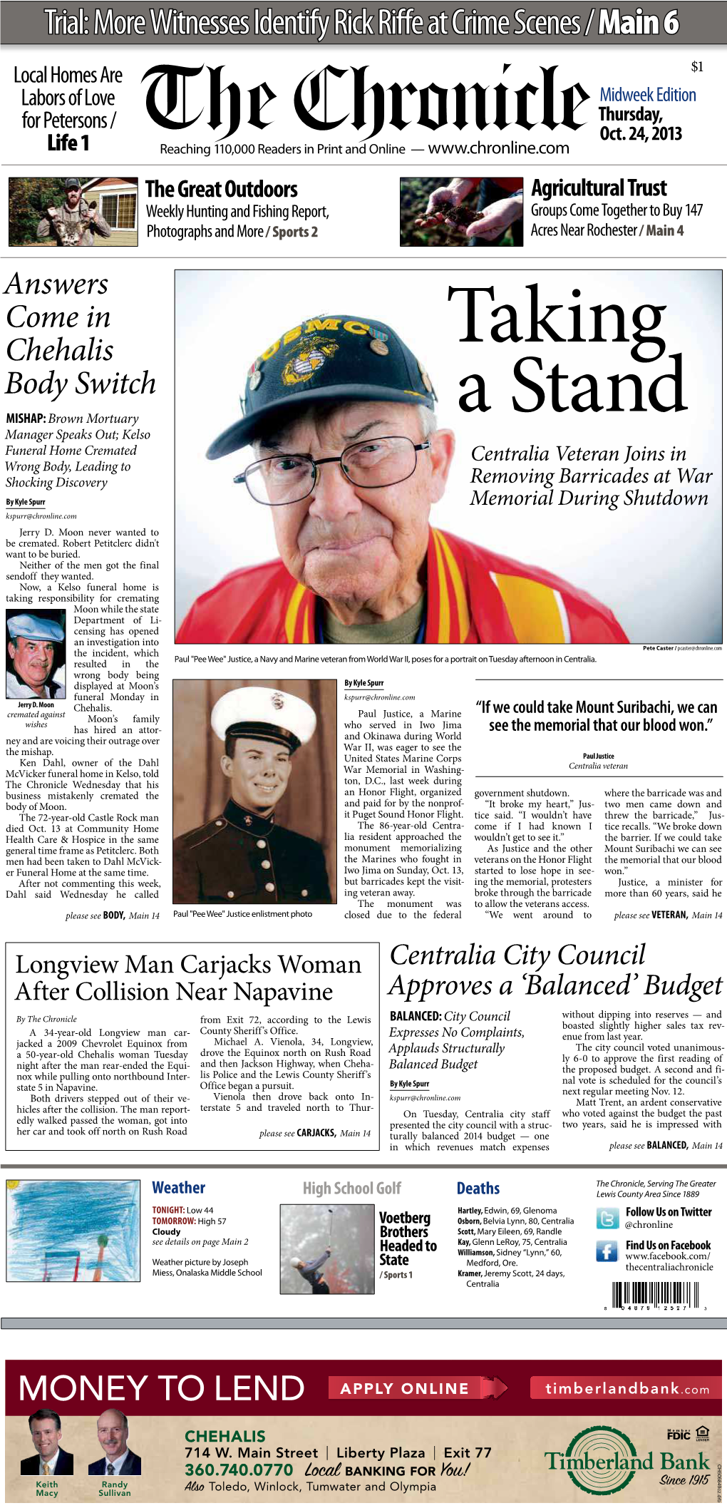 Trial: More Witnesses Identify Rick Riffe at Crime Scenes / Main 6 Local Homes Are $1 Labors of Love Midweek Edition for Petersons / Thursday, Oct