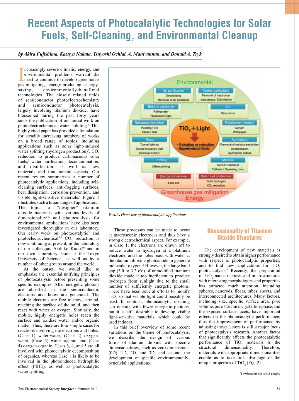 Recent Aspects of Photocatalytic Technologies for Solar Fuels, Self-Cleaning, and Environmental Cleanup by Akira Fujishima, Kazuya Nakata, Tsuyoshi Ochiai, A