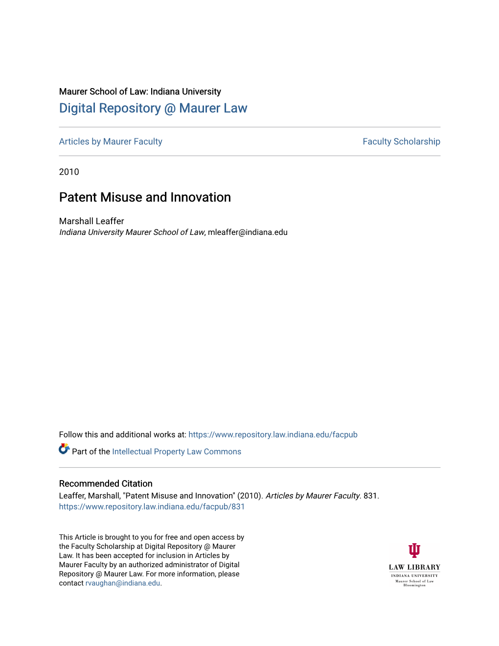 Patent Misuse and Innovation