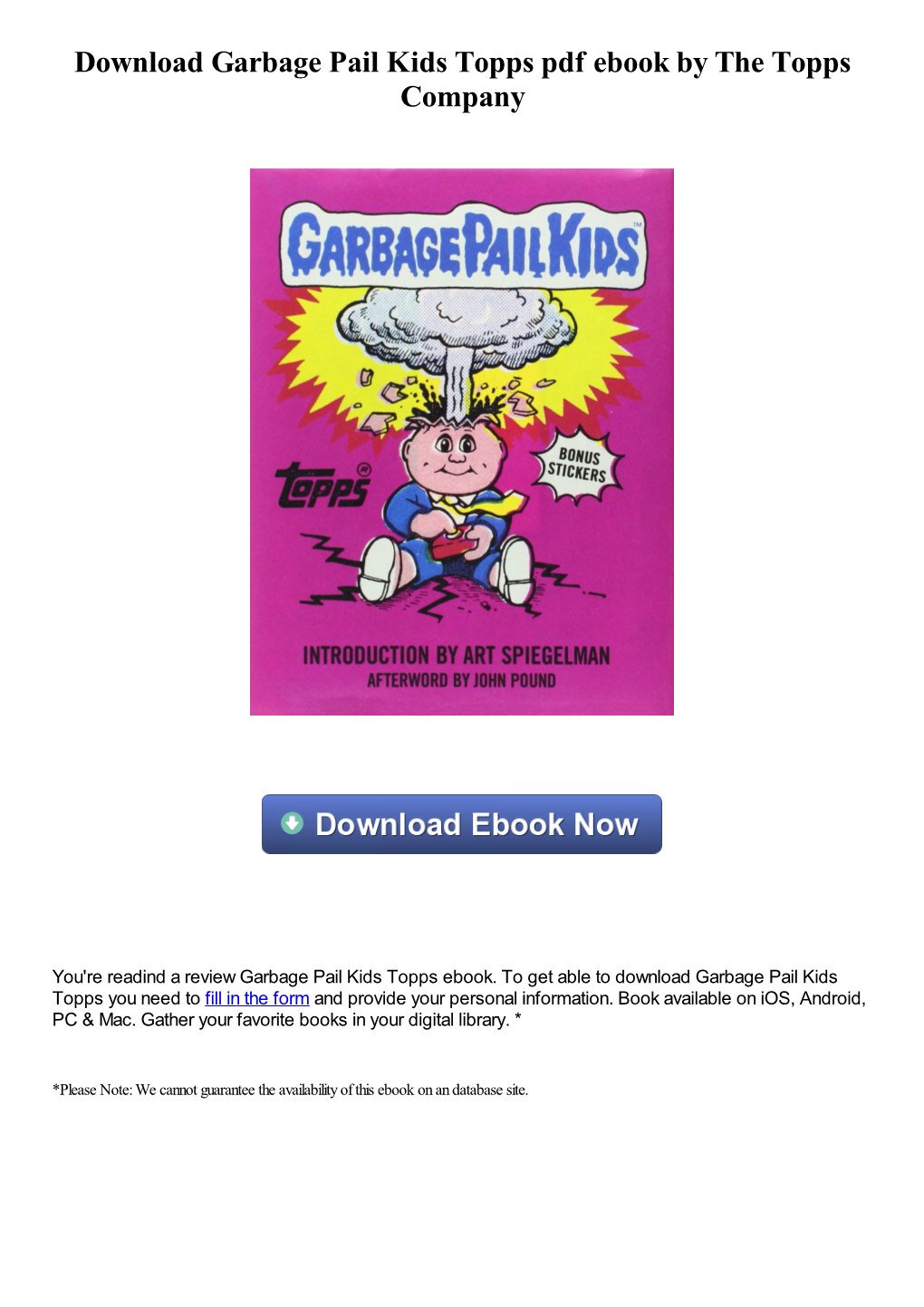 Garbage Pail Kids Topps Pdf Ebook by the Topps Company