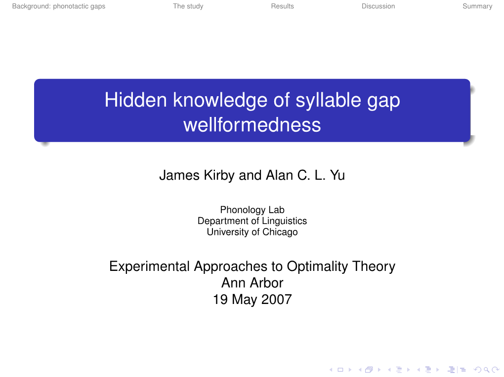 Hidden Knowledge of Syllable Gap Wellformedness