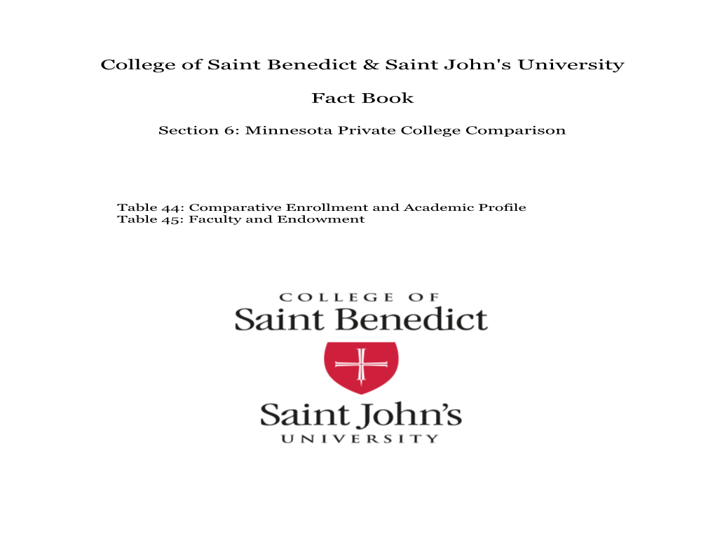College of Saint Benedict & Saint John's University Fact Book