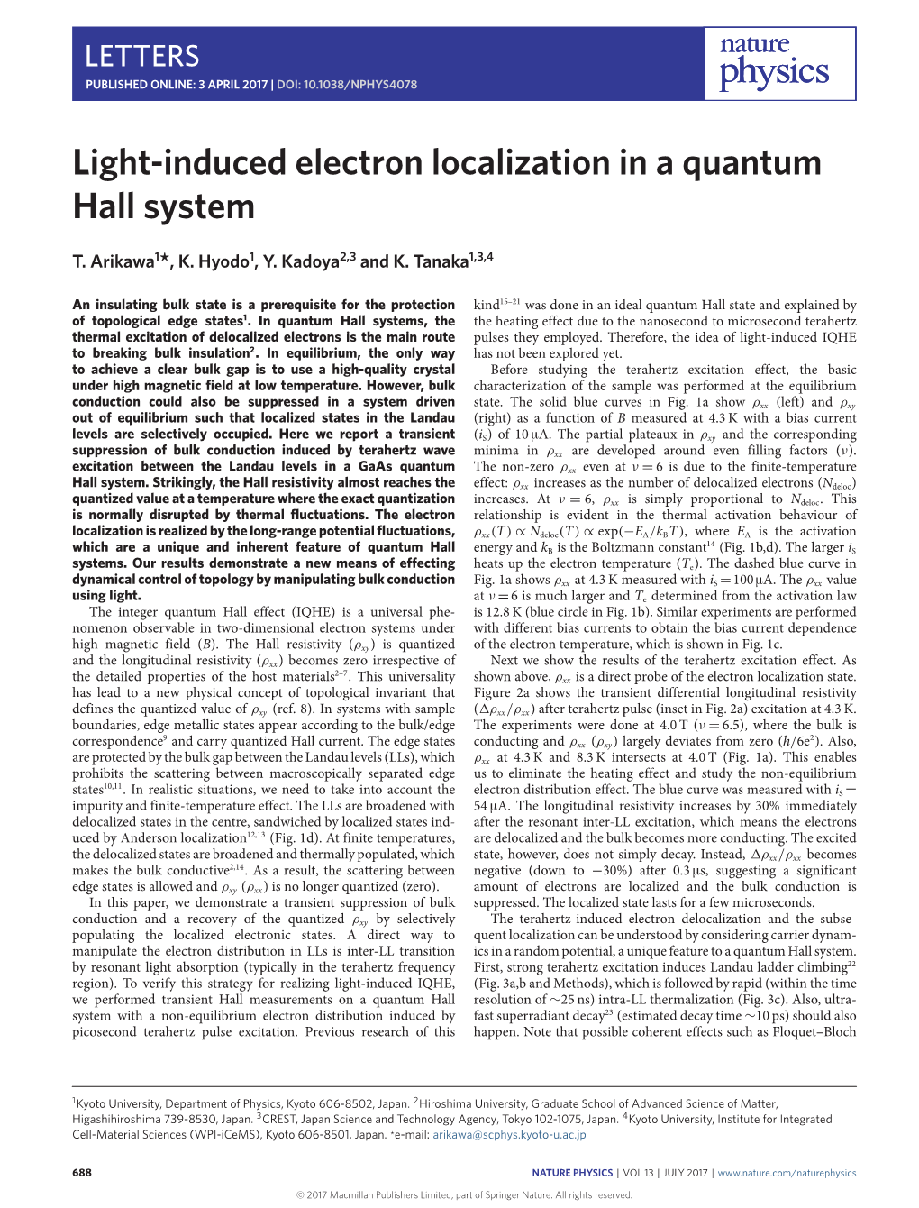 Light-Induced Electron Localization in a Quantum Hall System