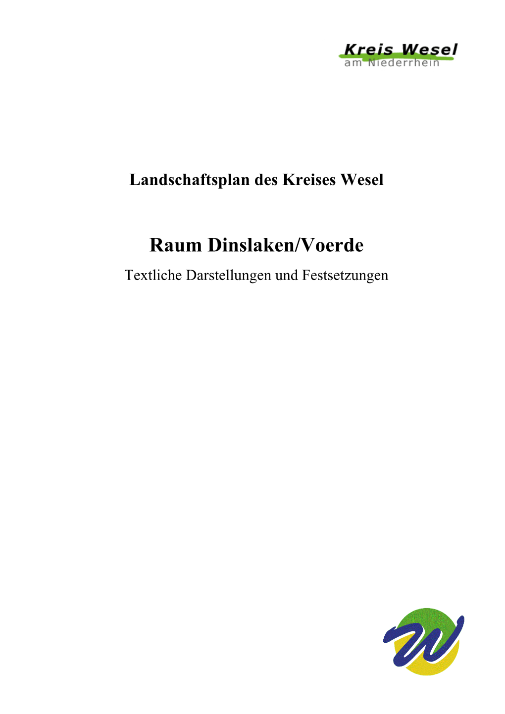 Raum Dinslaken/Voerde Textliche Darstellungen Und Festsetzungen