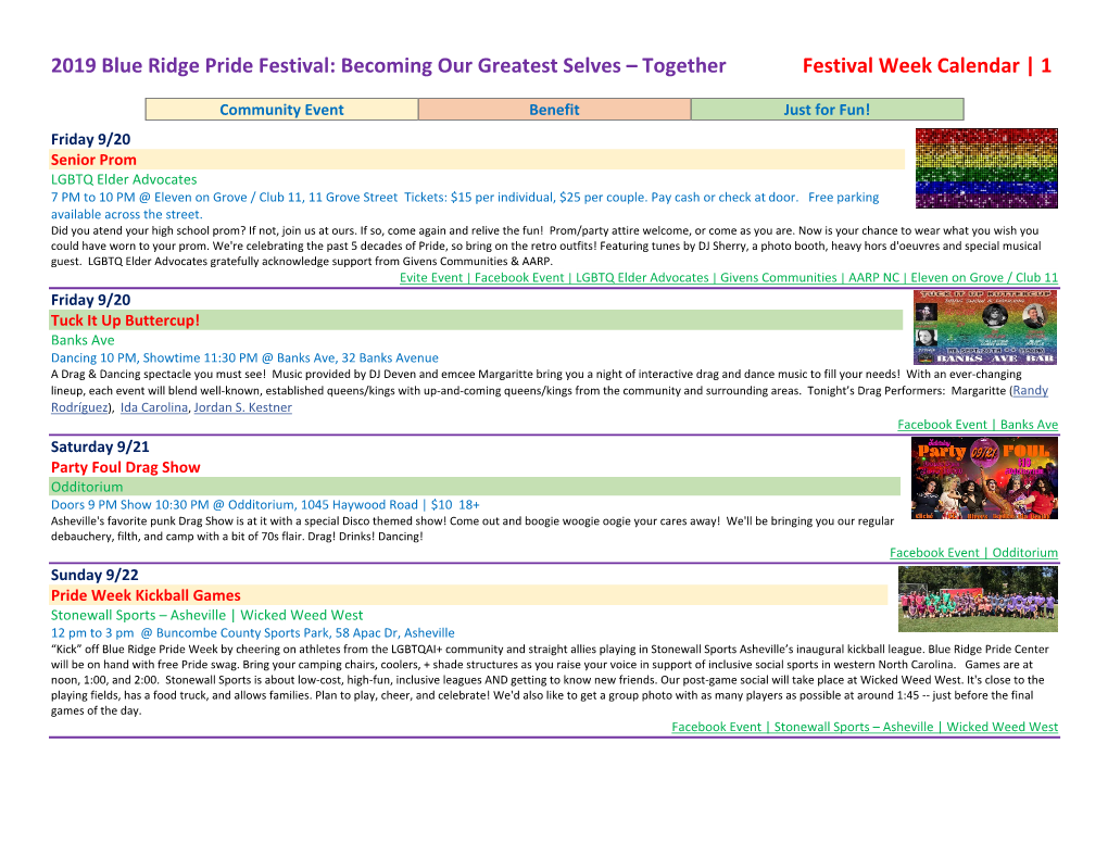 Together Festival Week Calendar | 1