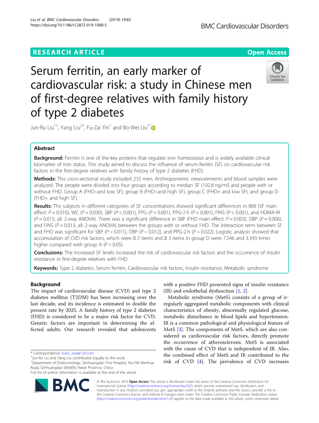 Serum Ferritin, an Early Marker of Cardiovascular Risk