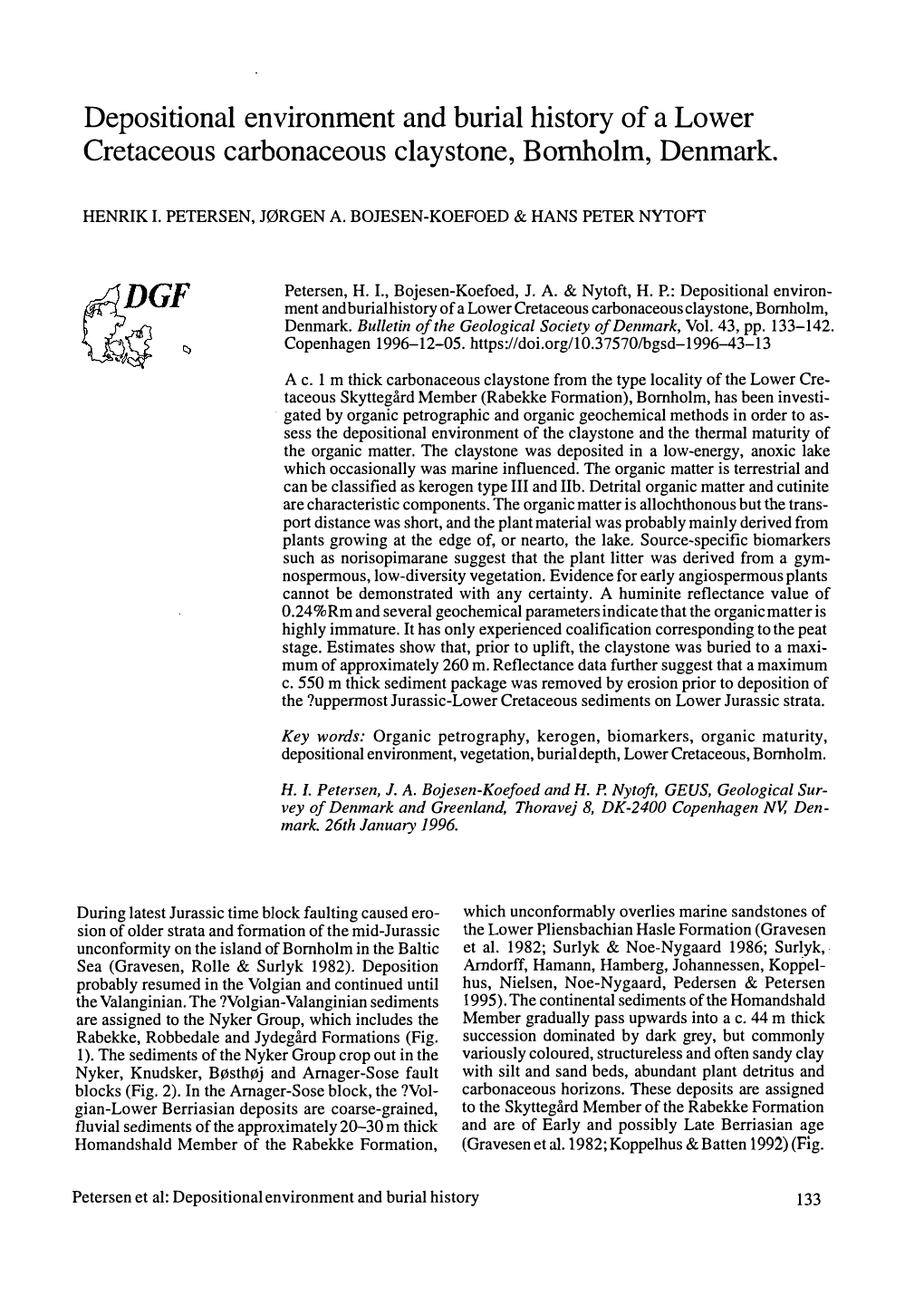 Depositional Environment and Burial History of a Lower Cretaceous Carbonaceous Claystone, Bornholm, Denmark