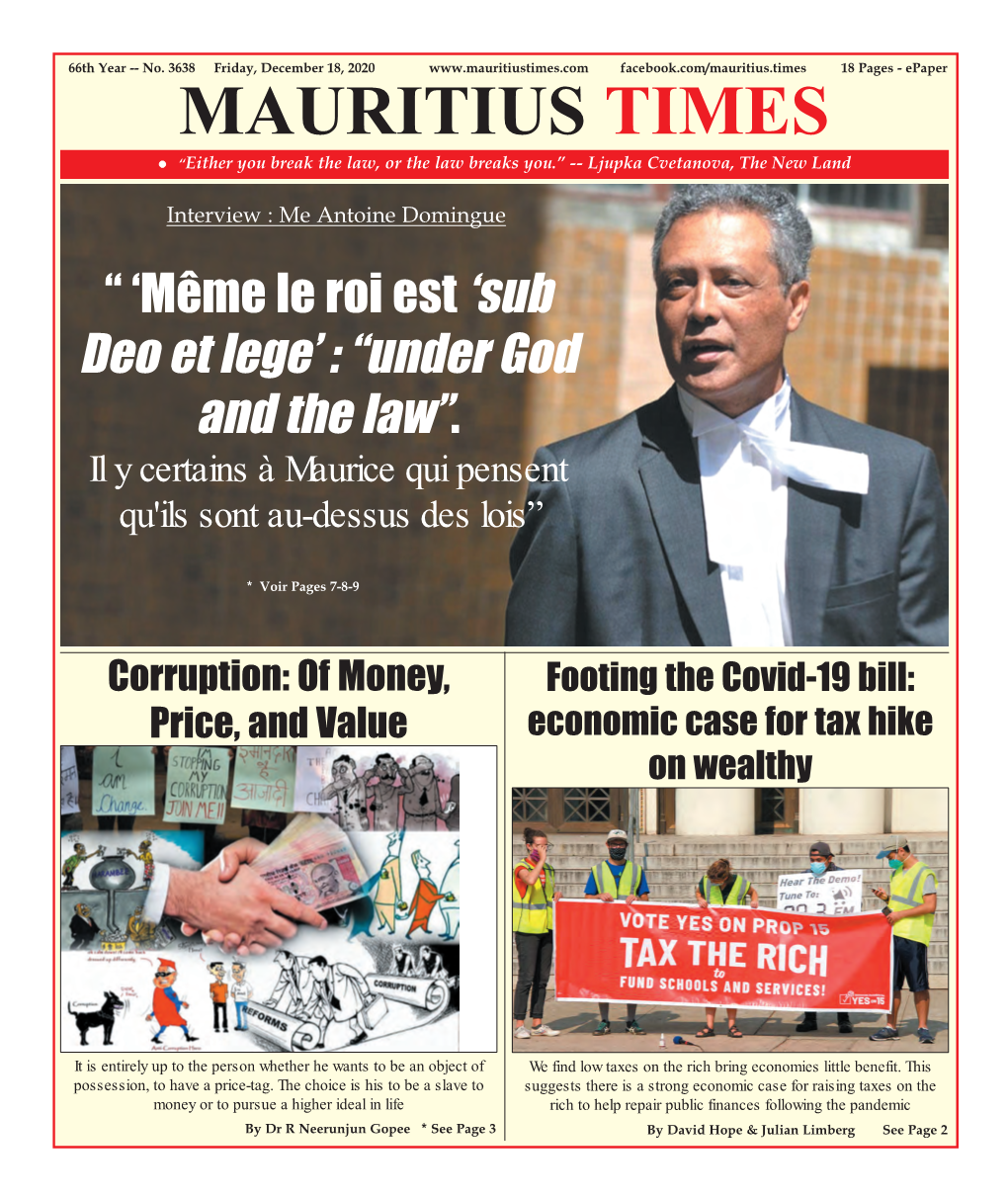 Unwind Mauritius Times Friday, December 18, 2020 11