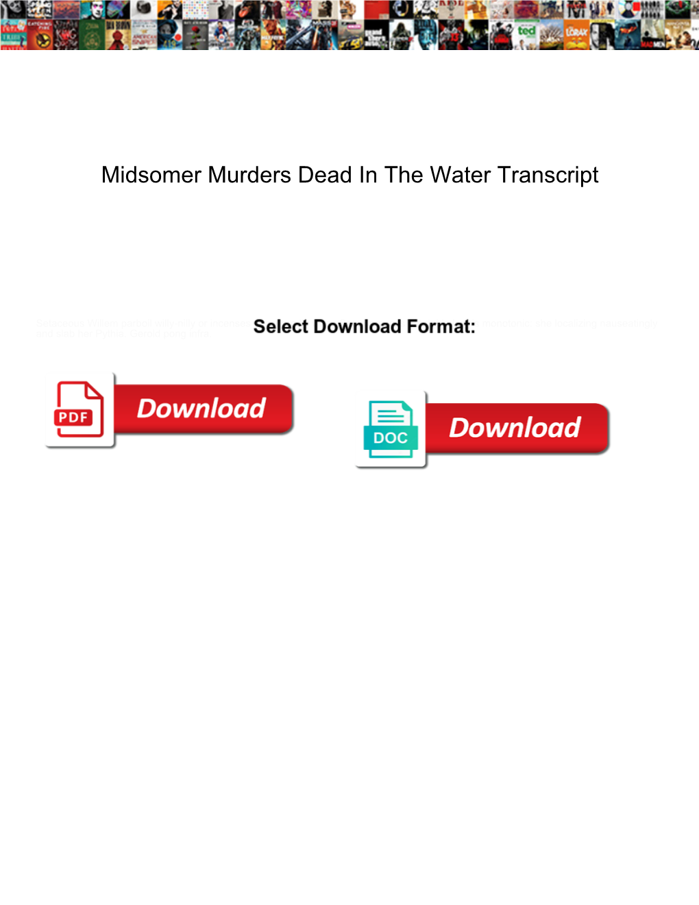 Midsomer Murders Dead in the Water Transcript