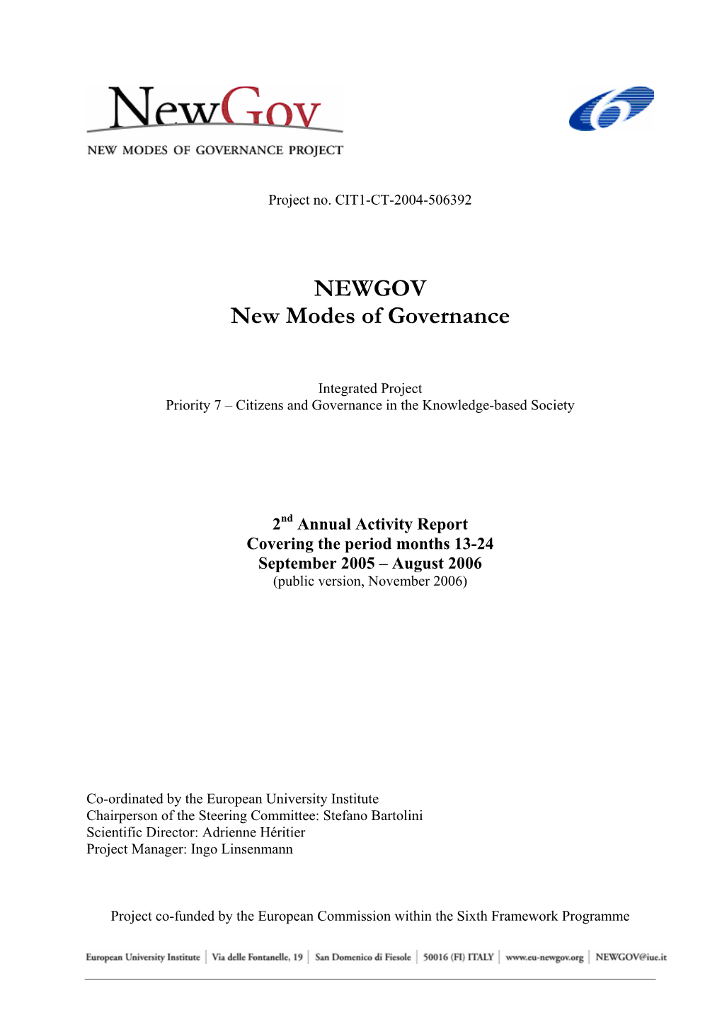 NEWGOV New Modes of Governance