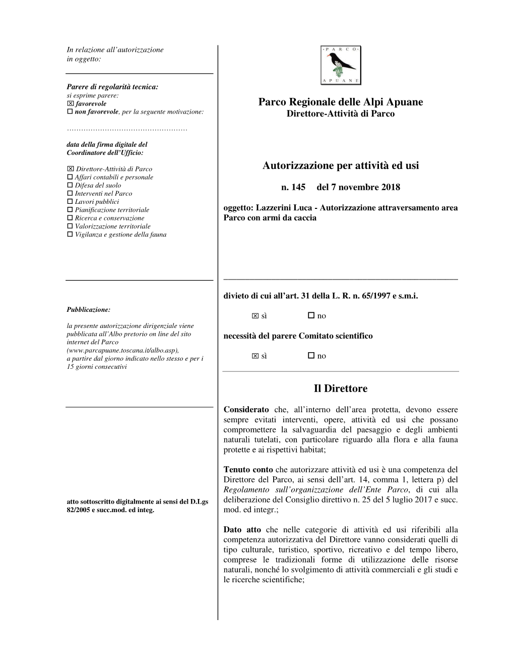 Parco Regionale Delle Alpi Apuane Autorizzazione Per Attività Ed Usi