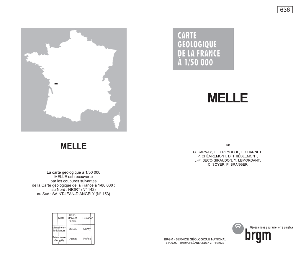 La Carte Géologique À 1/50 000 MELLE Est Recouverte Par