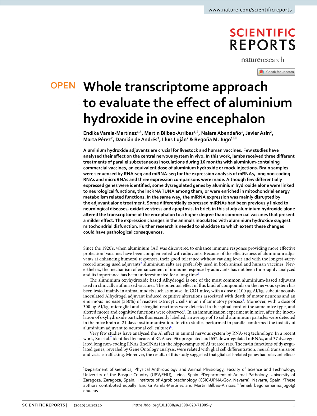 Whole Transcriptome Approach to Evaluate the Effect of Aluminium