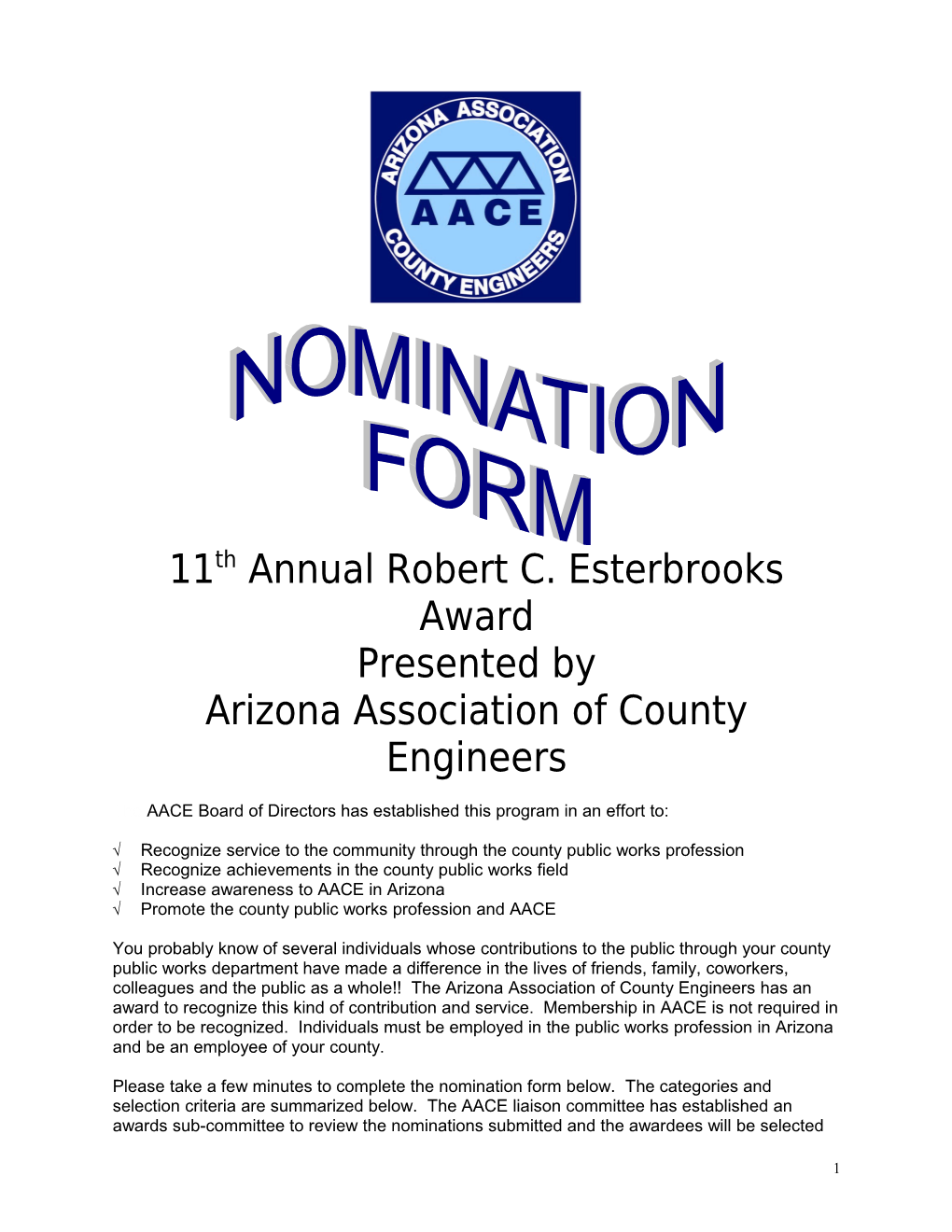 11Th Annual Robert C. Esterbrooks Award