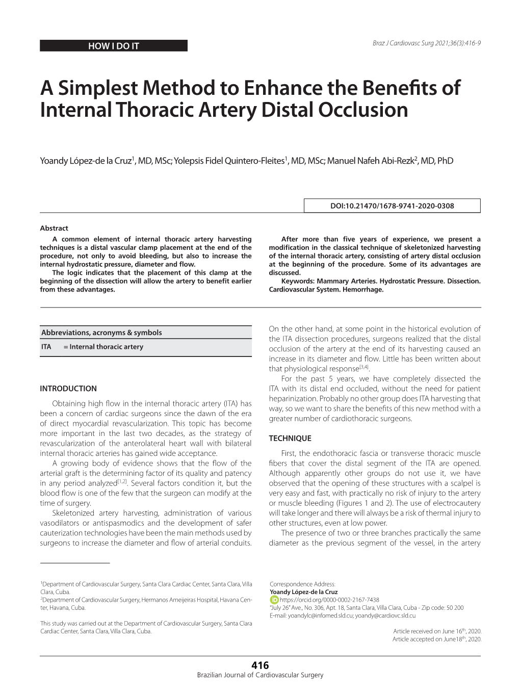 A Simplest Method to Enhance the Benefits of Internal Thoracic Artery Distal Occlusion