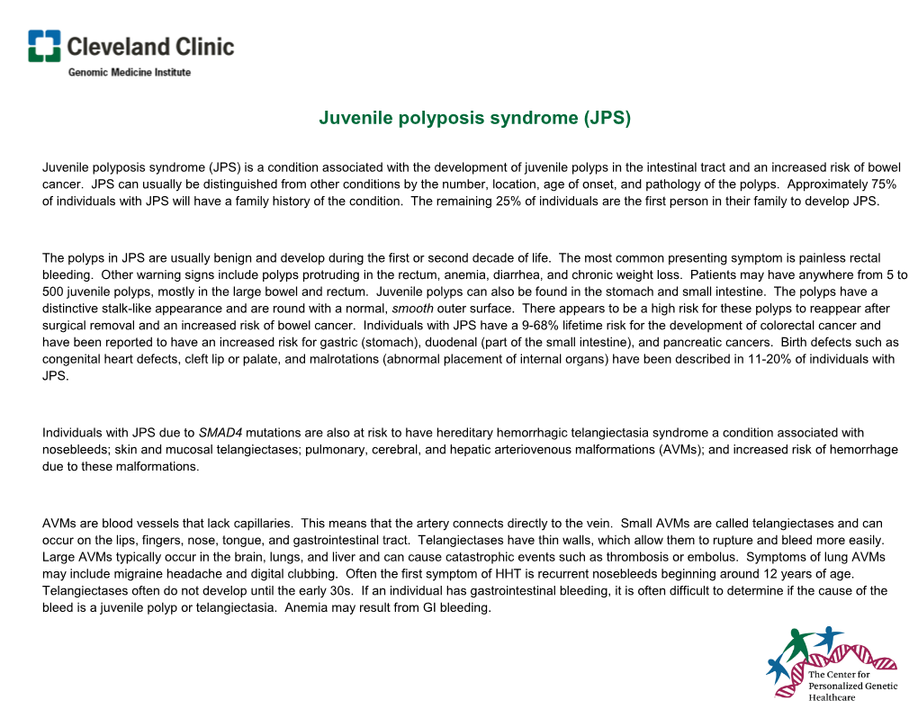 Juvenile Polyposis Syndrome (JPS)