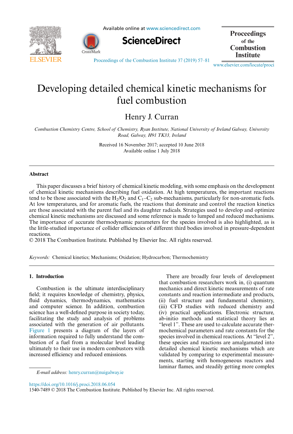 Developing Detailed Chemical Kinetic Mechanisms for Fuel Combustion