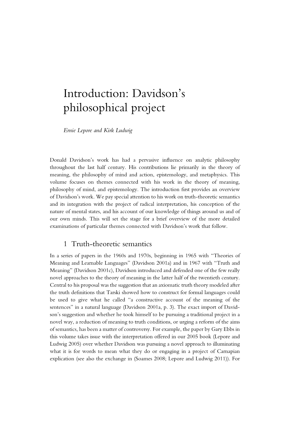 Donald Davidson on Truth, Meaning and the Mental