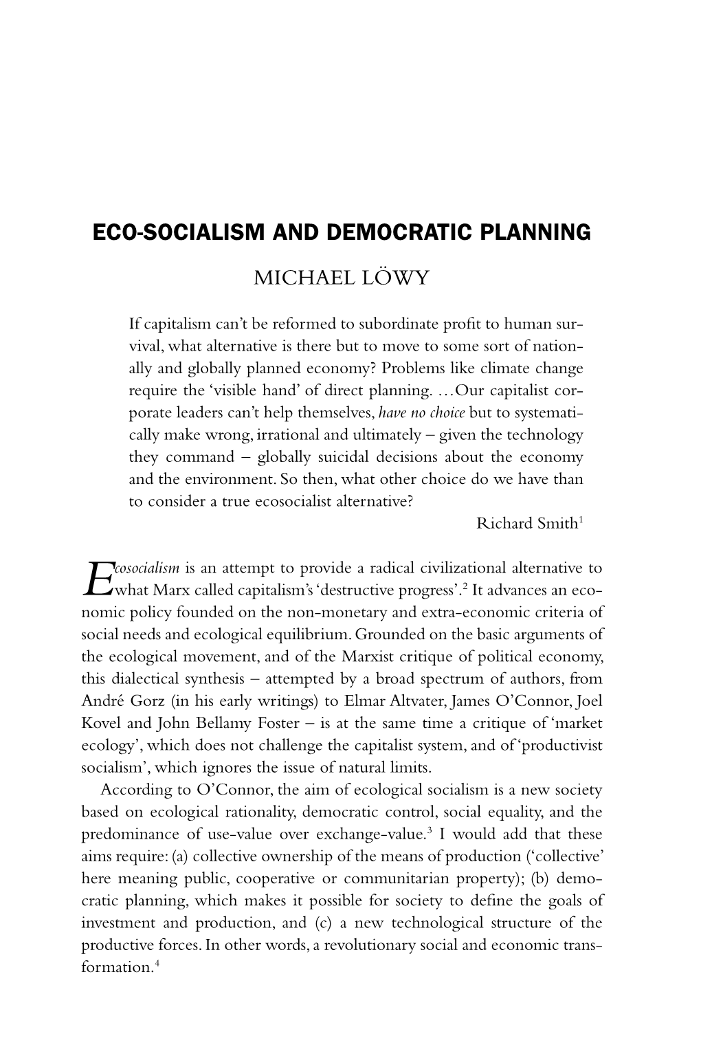 Eco-Socialism and Democratic Planning