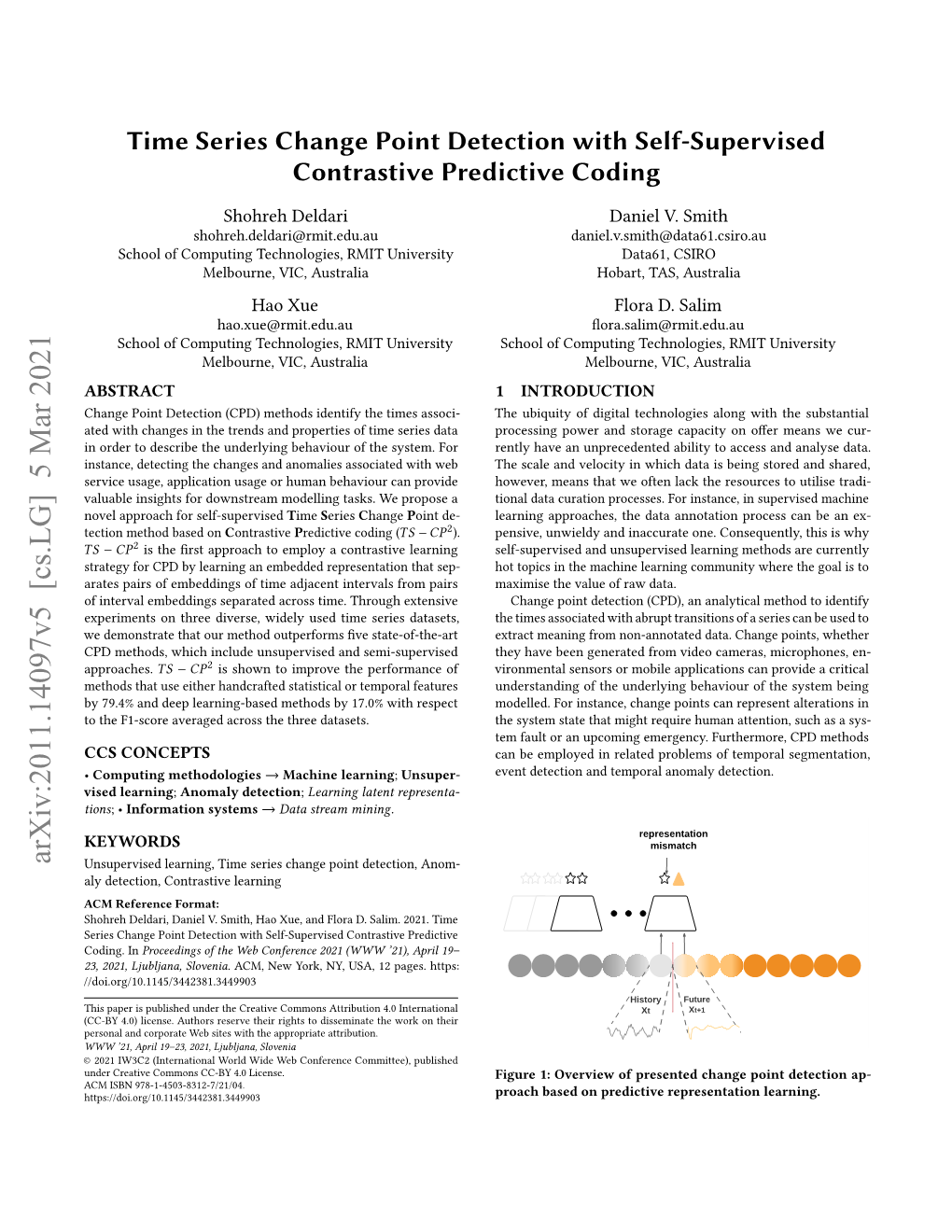 Time Series Change Point Detection with Self-Supervised Contrastive Predictive Coding