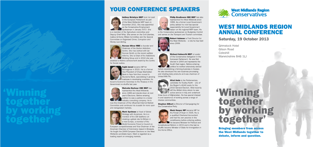 YOUR CONFERENCE SPEAKERS West Midlands Region