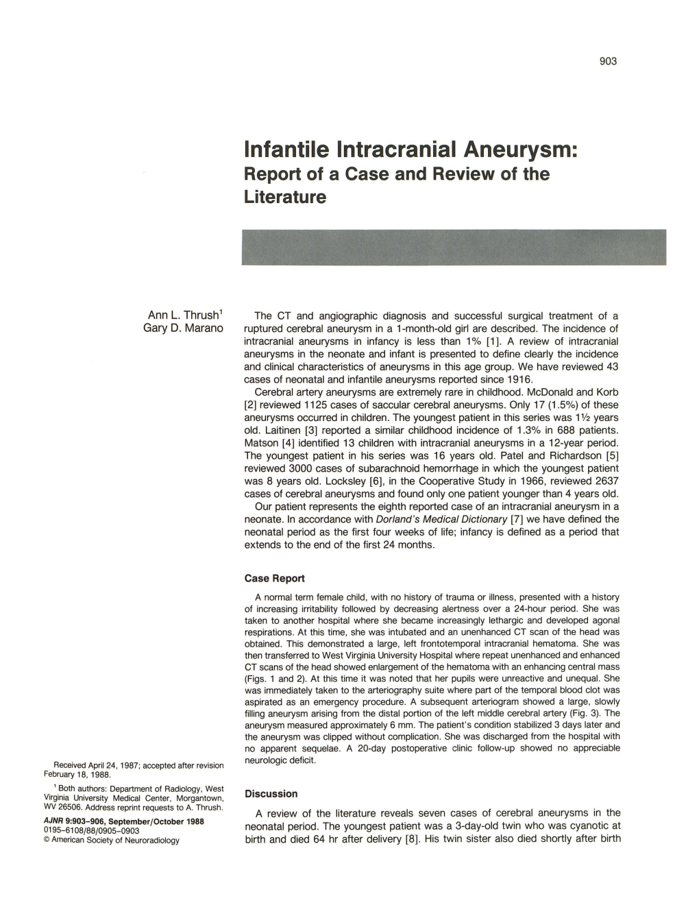 Infantile Intracranial Aneurysm: Report of a Case and Review of the Literature