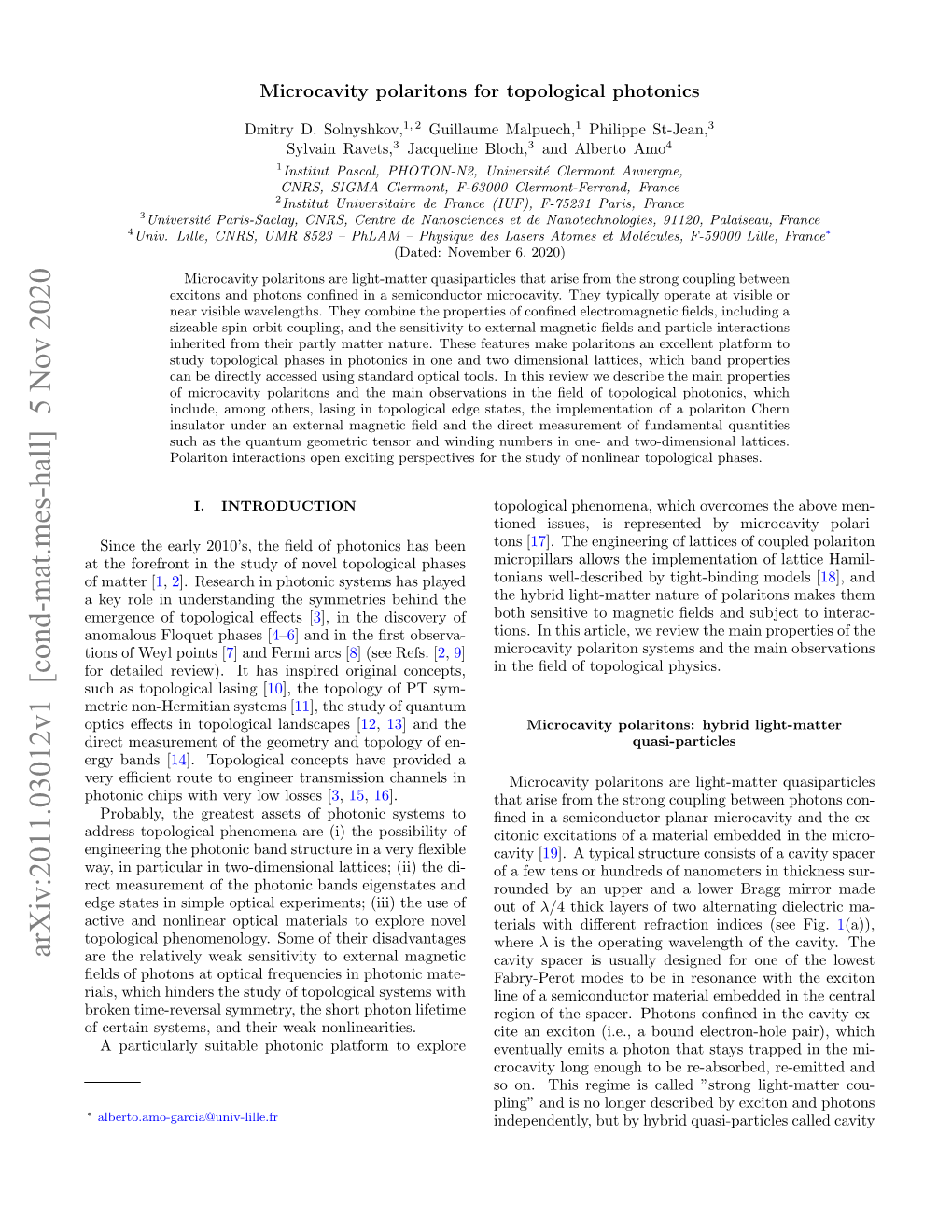 Arxiv:2011.03012V1 [Cond-Mat.Mes-Hall] 5 Nov 2020