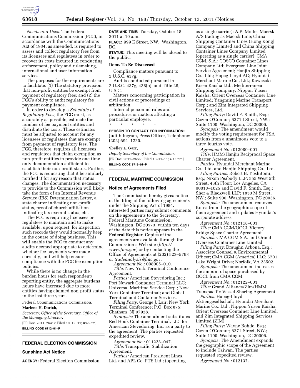 Federal Register/Vol. 76, No. 198/Thursday, October 13, 2011