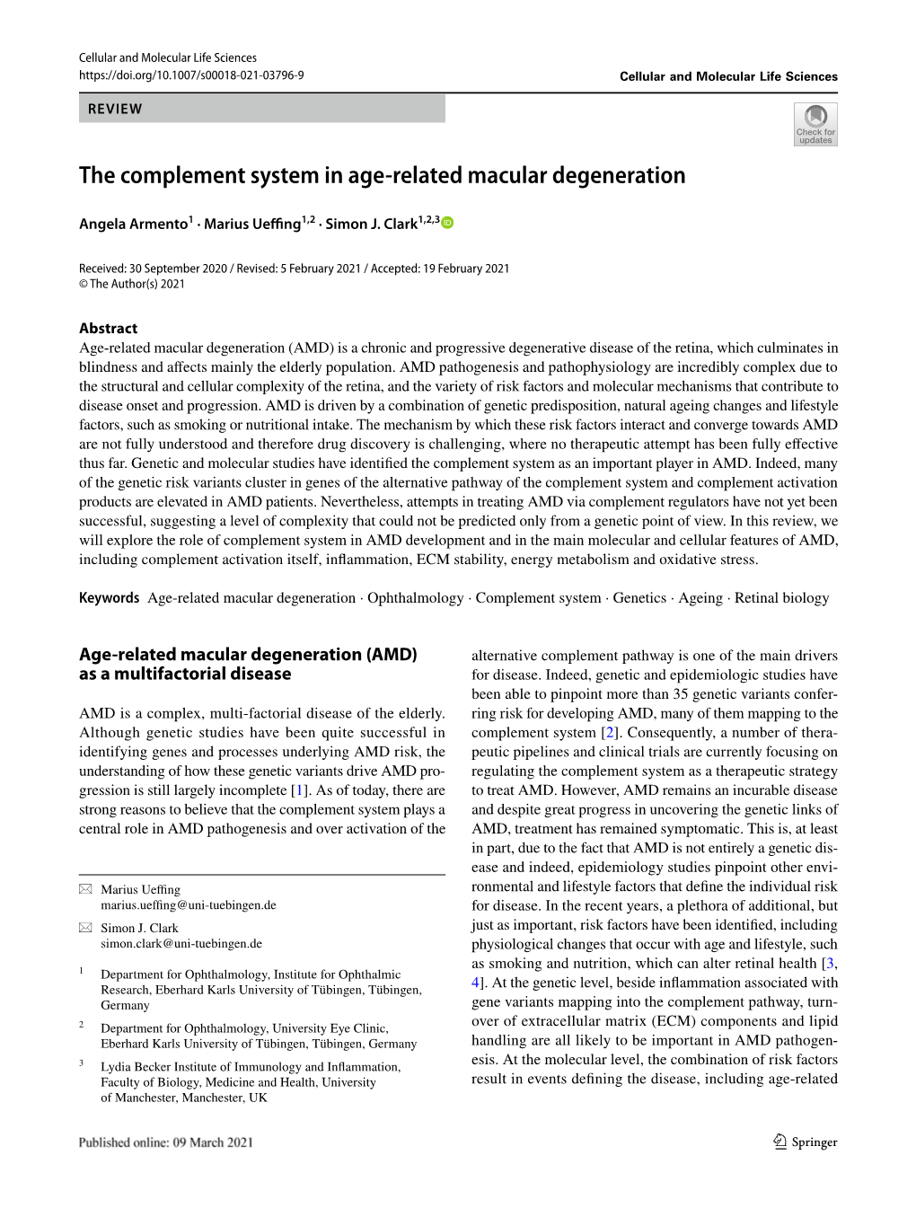 The Complement System in Age-Related Macular Degeneration