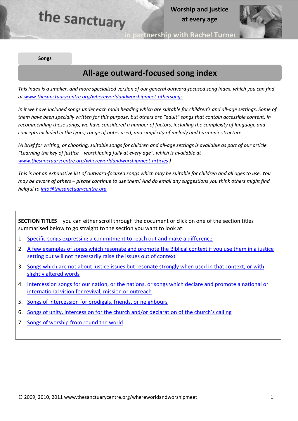 Age Outward Focused Song Index